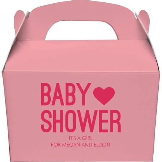 Baby Shower with Heart Gable Favor Boxes